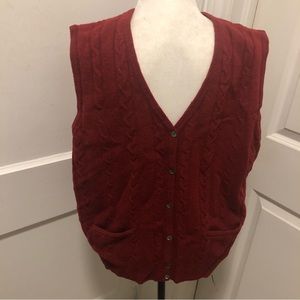 Eddie Bauer mens knitted lambs wool sweater vest size xl